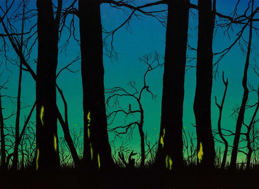 Laisser le futur s'aventurer dans nos plaies, acrylique sur bois, 9 x 12 po